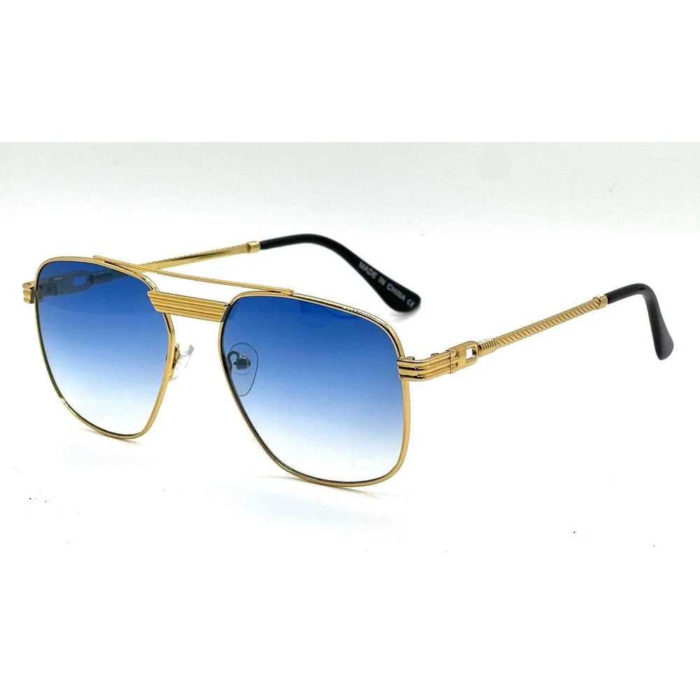 Men Sunglasses Fashion Blue Lens Gold Frame Square Retro Classic UV400 Lentes‎